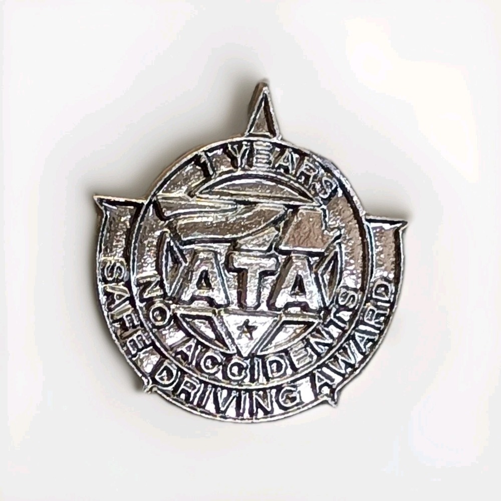 Vintage ATA 1 Year No Accident Safe Driving Award Lapel Hat Pin Tie Tac Silver